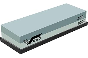 vuwo Knife Sharpening Stone Kit- Professional Knife Sharpener Stone Dual Sided 400&1000 Grit Wet Stone Set with Non-Slip Rubb