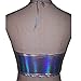 Pinda Summer Women Silver Holographic Laced Up Halter Wrap Crop Top