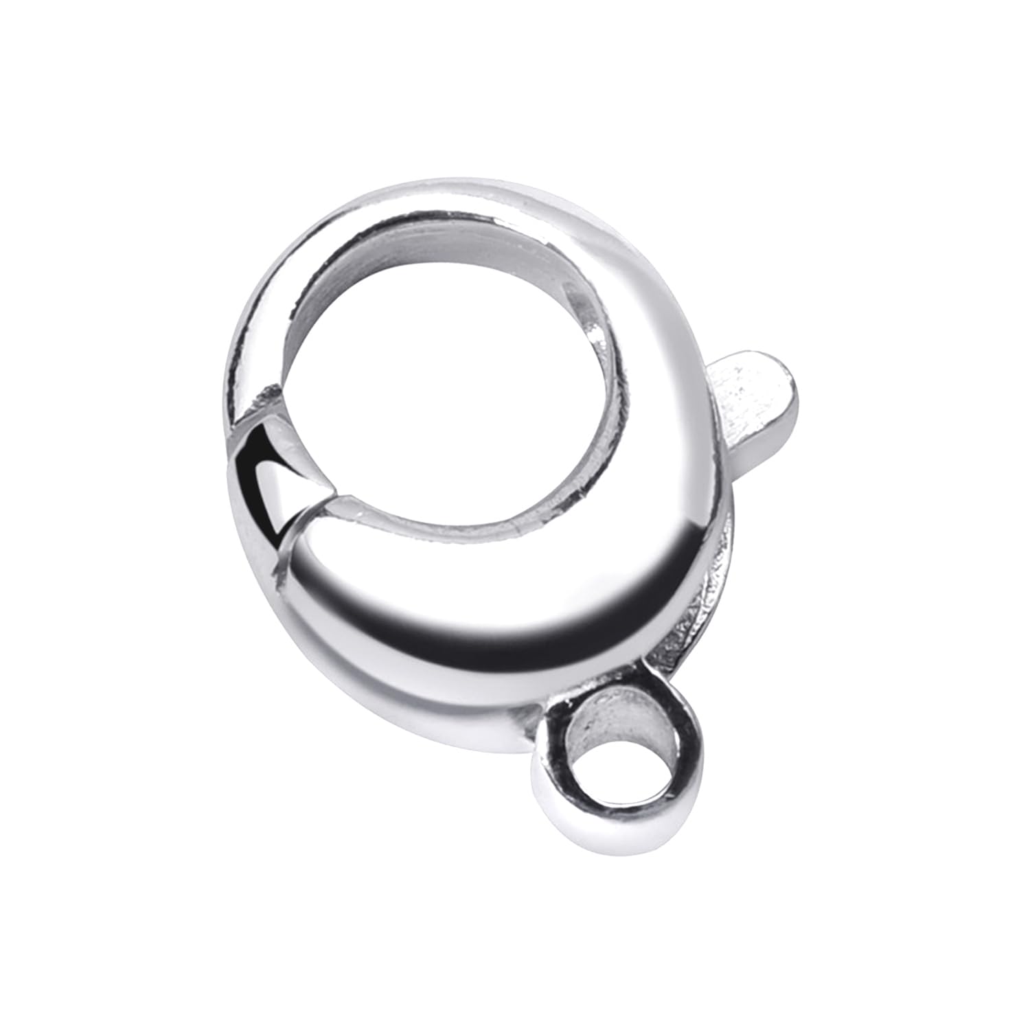 Materia #Z21 925 Silver Lobster Clasp Round 13 x 17 x 4 mm 2.6 g for Bracelets / Necklaces German Manufacture