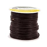 Mandala Crafts 1mm 2mm 3mm 20 Yards Natural Round Leather String Cord Rope Spool for Necklace Bracelet Jewelry Making (1mm, Brown)