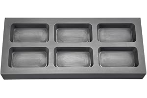 PMC SUPPLIES LLC 6 Cavity 10 oz Troy Ounce Silver Rectangle Graphite Ingot Mold for Melting Casting Refining Scrap Metal Jewelry