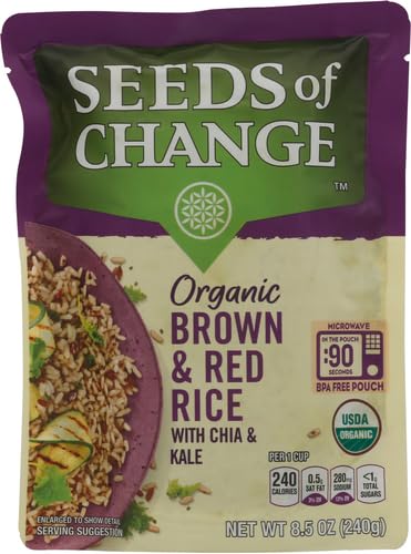 SEEDS OF CHANGE ORGANIC BROWN & RED RICE WITH CHIA AND KALE, MICROWAVEABLE READY TO HEAT, 8.5 OUNCES