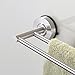 KES Suction Cup Double Towel Bar SUS 304 Stainless Steel No Drill Wall Mount Contemporary Bathroom Accessory Clothes Organizer Shelf Rack Brushed Finish 55 CM or 22-Inch, A6201S55
