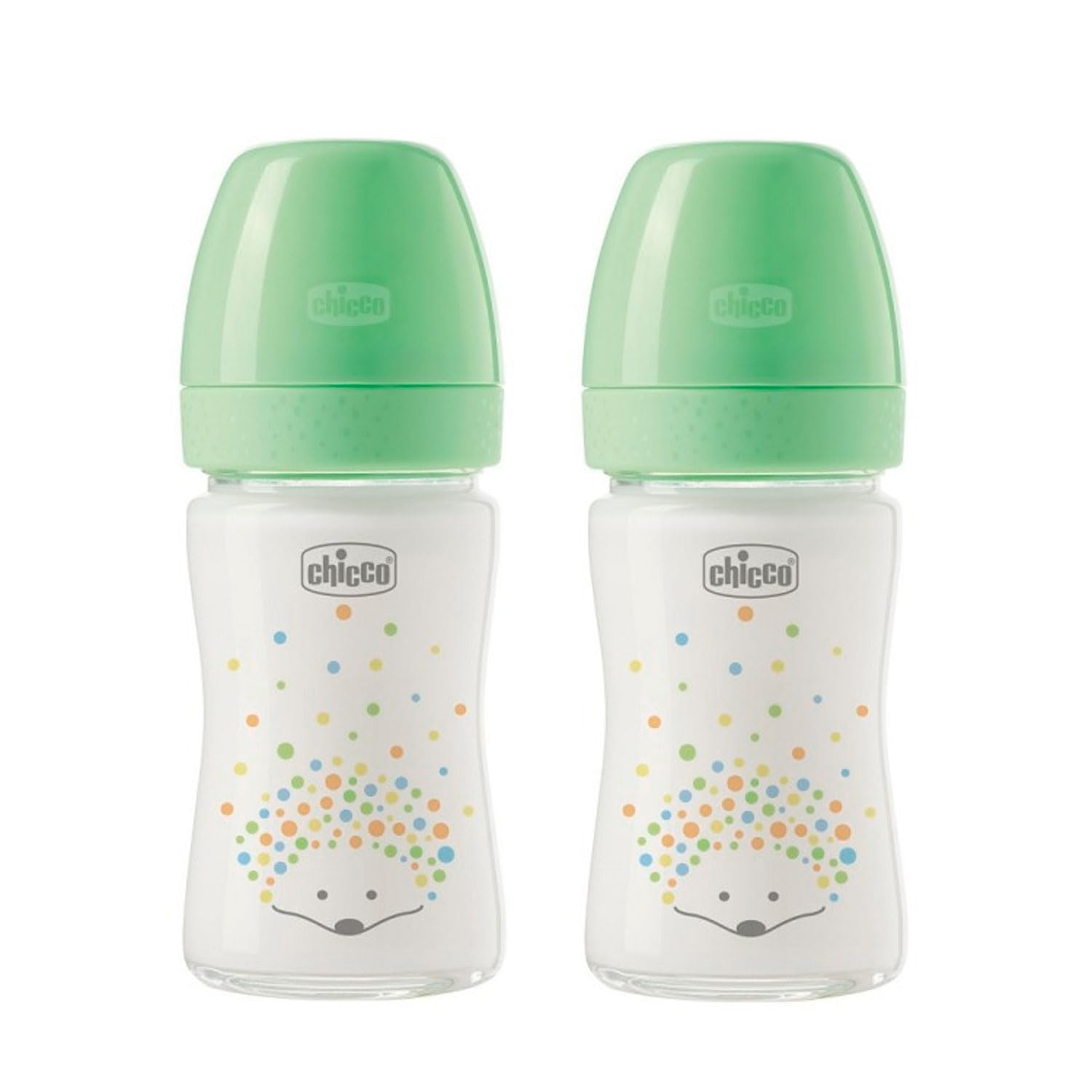 Chicco Glass Baby Bottle 150 ml, Pack of 2, Superior Glass, Perfect-5 Silicone Teats 0 m+ from Birth, Unisex, Made in Italy