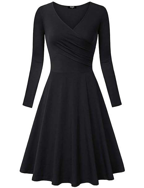 Avacoo Damen Kleider Etuikleid Langarm Elegant Kleid Baumwolle Kleider