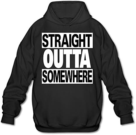 Iboqumin Straight Outta Somewhere Men's Hooded Sweatshirt S Black