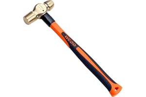 WEDO Ball Peen Hammer 12 oz, Non-Sparking Ball Pein Hammer, Die-forged Aluminum Bronze Head, Ergonomic Fiberglass Handle, Shock Absorbing Grip Length 280mm, DIN Standard, BAM & FM Certificate