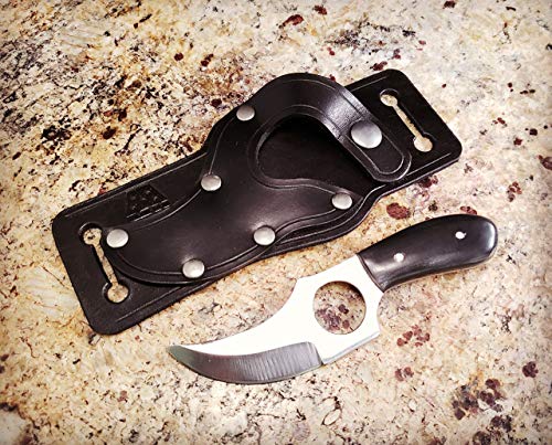 Skinning Knife and Quickdraw Holster - Fixed blade with handmade leather sheath - Thumbnail 2