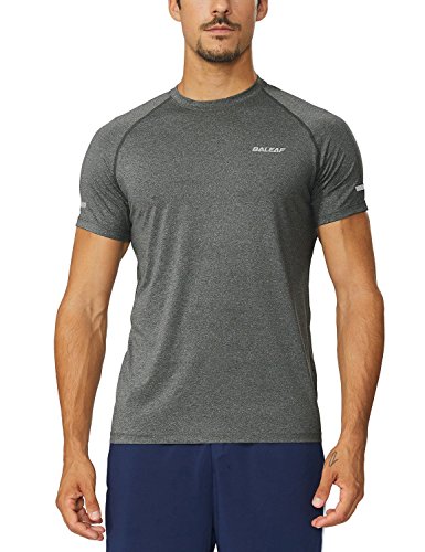 Baleaf Men's Quick Dry Short Sleeve T-Shirt Running Fitness Shirts Grey Heather Size M