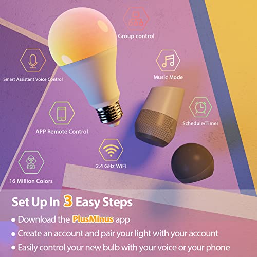 LUMIMAN WiFi Smart Light Bulbs A19 LED Color Changing Light Bulb That