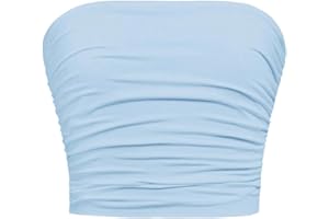 Floerns Girl's Basic Sleeveless Bandeau Kids Strapless Ruched Tube Tops