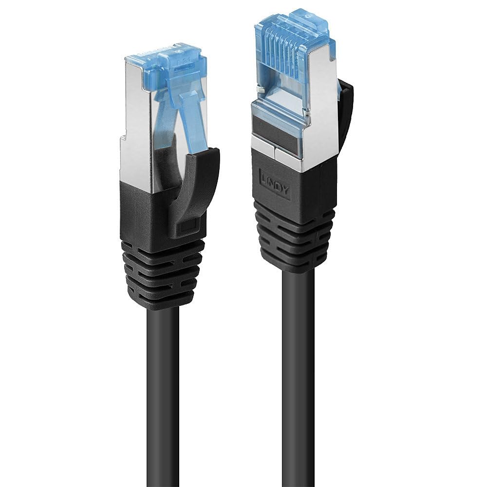 LINDY 0.5m Cat.6A S/FTP LSZH Snagless Gigabit Ethernet Cable, Black