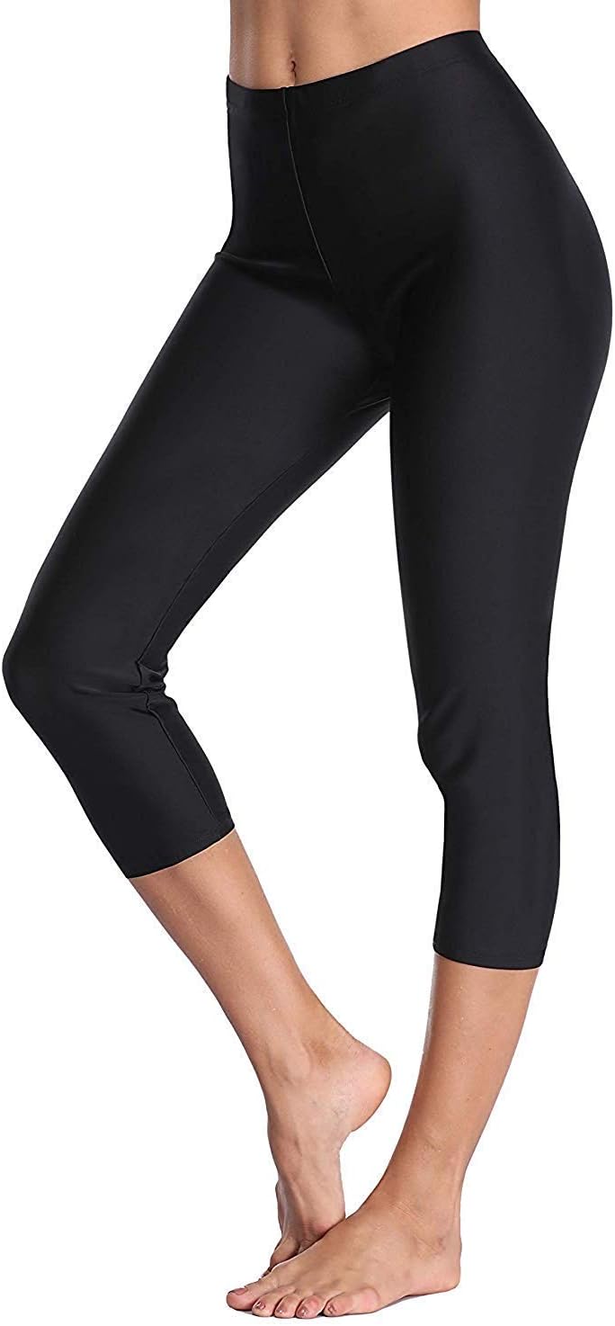 Anwell Women's Long Swim Shorts Swim Pants Capris UPF 50+ Water Outdoor Sport Leggings