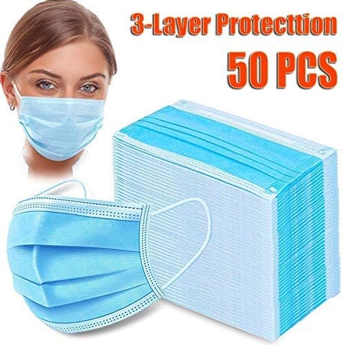 50 Pack - Disposable Face Masks - Surgical and Dust Usage - Comfortable and Thick - Layered Blue