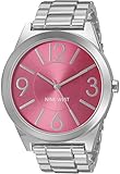 Nine West Women's NW/1585PKSB Hot Pink Dial Silver-Tone Bracelet Watch