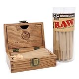 RAW Classic King Size Pre-Rolled Cones with Filter Tips - Bundle (50 Pack and RAW Storage Box)