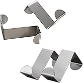 Mziart Pack of 4 Stainless Steel Reversible Over Door Cabinet Drawer Hooks Office Kitchen Towel Coat Hooks Rack, Silver