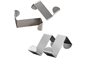 Mziart Pack of 4 Stainless Steel Reversible Over Door Cabinet Drawer Hooks Office Kitchen Towel Coat Hooks Rack, Silver