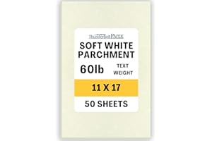 THUNDERBOLT PAPER 50 Soft Off-White Parchment 60# Text (=24# Bond) Paper Sheets - 11" X 17" (11X17 Inches) Tabloid|Ledger|Booklet Size - 60 Pound is Not Card Weight - Vintage Colored Old Parchment Semblance