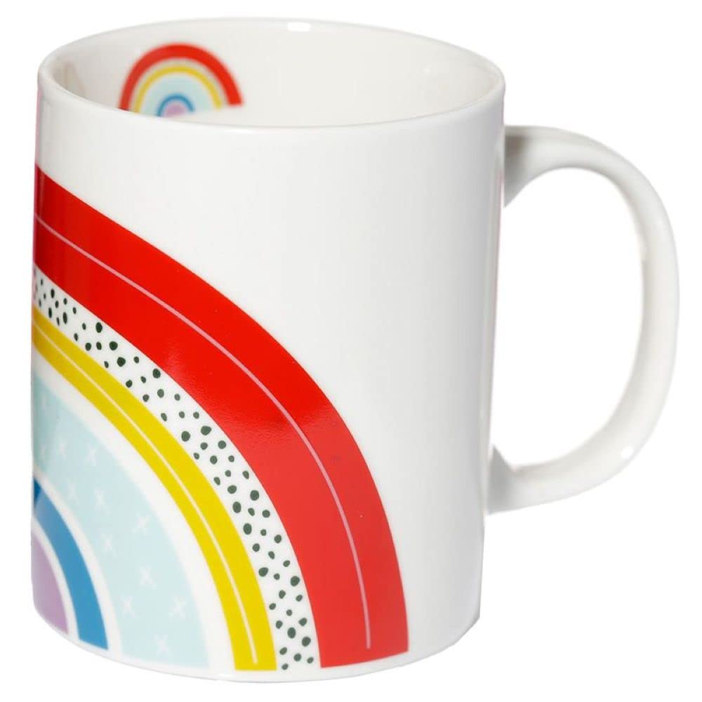 Puckator Somewhere Rainbow Porcelain Mug, Tea Coffee Hot Drinks Microwave & Dishwasher Safe Height 9.5cm Width 12cm Depth 8cm 300ml Capacity