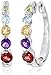 Platinum-Plated Sterling Silver Multi-Gemstone Hoop Earrings (0.7
