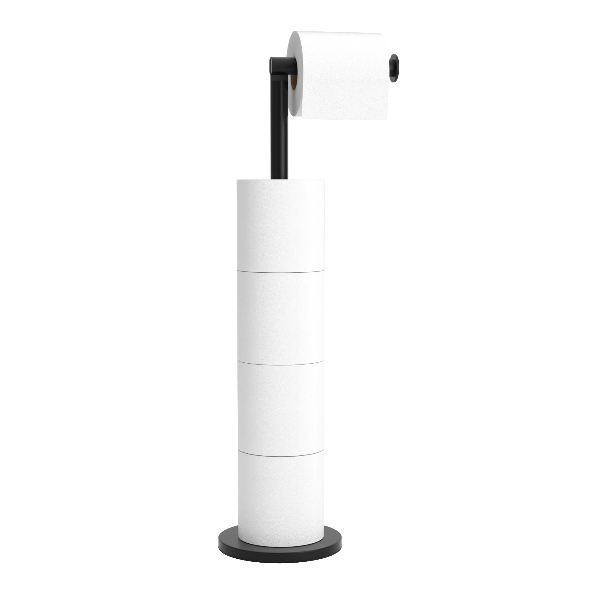 Free-standing Toilet Roll Holder, Stainless Steel Bathroom Roll Holder Stand, Anti Rust Pedestal Toilet Paper Storage Dispenser