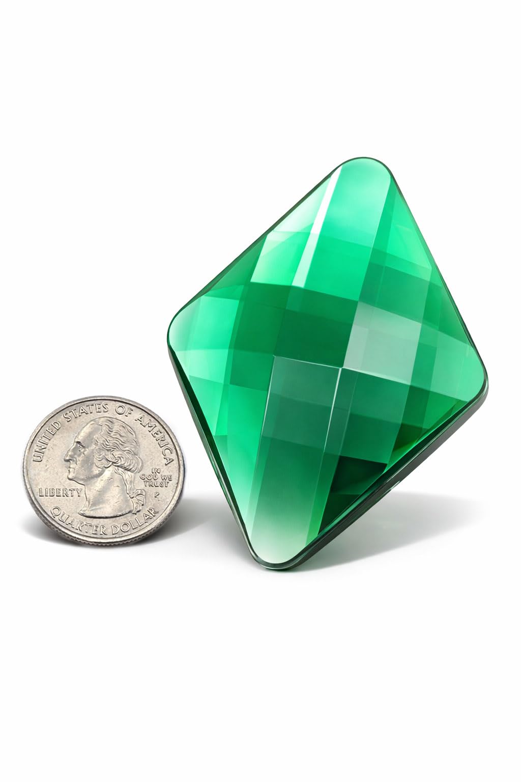 Allstarco 67x48mm Flat Back Extra Large Diamond Cosplay Gems Acrylic Big Rhinestones Plastic Jewels For Crafts Embelishments - 2 Pieces (Green Emerald H106)