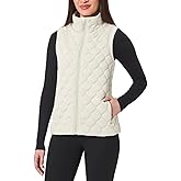 KIRKLAND Signature Women's Stretch Quilted Active Zip Up Vest (US, Alpha, Medium, Regular, Regular, Pumice Stone (Cream))