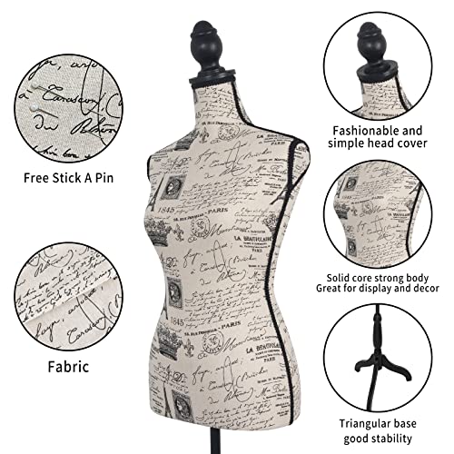 Female Mannequin Torso Dress Form with Adjustable Tripod Stand Base
