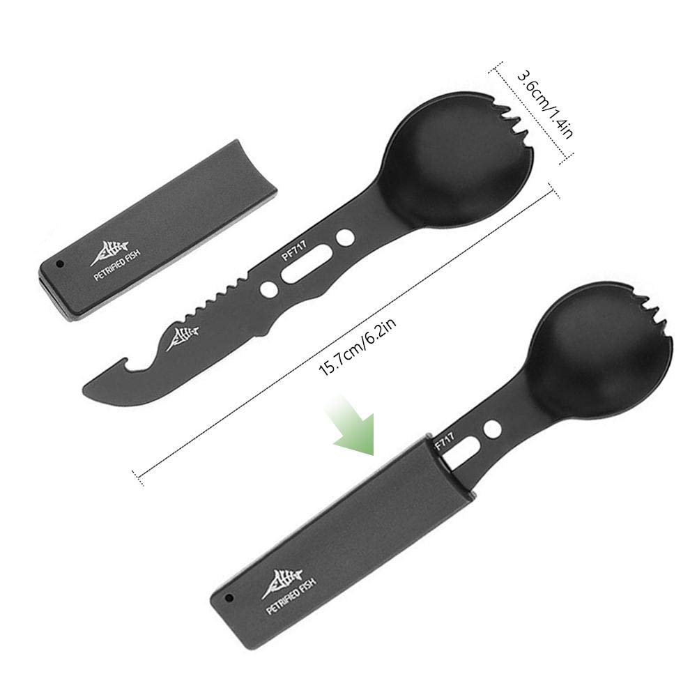 FOONEE Spoon Fork Knife Combo Set Camping Survival Tool Camping Hiking Hunting Backpacking