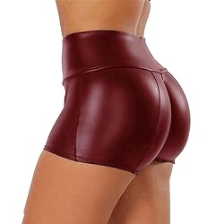 Tulucky Women's Flexible Club Faux Leather Shorts