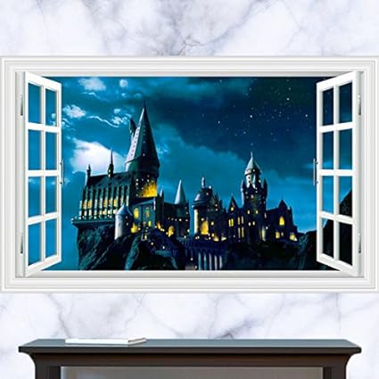 New 3d Harry Potter Wall Stickers School Of Magic Castle Stereo