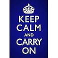 Keep Calm Carry On Blue Vignette Cool Wall Art Print Poster 12x18
