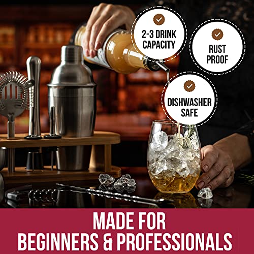 Cocktail Shaker Set 12PC Drink Shakers with Bamboo Stand Ultimate