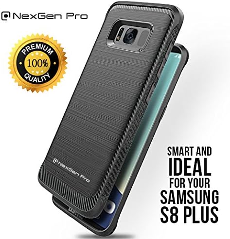 NexGen Pro Samsung Galaxy S8 Plus Case - Protective Carbon Fiber Design - Advanced Shock Proof - Anti-Fingerprint - Slim - Anti-Scratch - Air Cushion Technology - Samsung S8 Plus [2017] BLACK