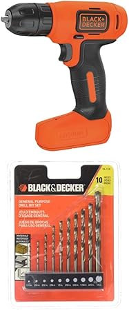 Black Decker 8v Max Cordless Drill Driver Bdcd8c Drill Bit Set General Purpose 10 Piece 15 110 Home Improvement Amazon Com