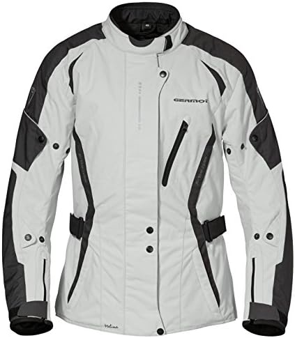 Germot Melina Damen Textiljacke Reflektierend Taschen Motorrad Hochwertig Bike Wasserdicht, 043500, Farbe Hellgrau Anthrazit, Größe 44