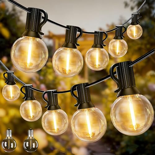 LaPitio Outdoor Light Chain 45.7 m IP45 Waterproof Connectable Outdoor Lights with 75 + 2 G40 Shatterproof Plastic Bulbs, Warm White 2700 K for Garden, Patio, Parties, Weddings