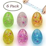 Clear Slime Crystal Putty Colorful Scented Stress Relief Toy Sludge Toys with Pearl and Beads in Easter Eggs (6 Pack)