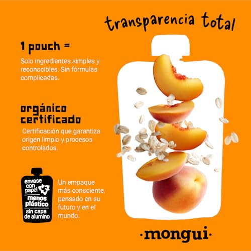 Snack orgánico para peques | Pack 16 pouches Mix Cereales 4 Recetas – Fresa, Avena, Pera, Espelta, Durazno, Arroz, Calabaza, Canela | Empresa B | MONGUI
