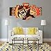 HD Printed Day of the Dead Face Group Painting on Canvas Posters and Prints Pictures Wall Art for Living Room Modern Home Decor Gallery-wrapped Canvas Art 5 Piece Set Framed (60''W x 32''H)