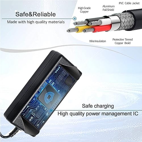 42V 2A Charger 3 Plugs(8mm 3-Prong, 5.5mm DC connectors and 8mm/0.31in one-Prong) Universal for 36V Lithium Battery
