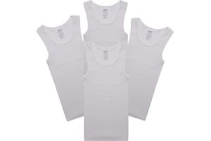 Buyless Fashion Boys Scoop Neck Tagless Undershirts Soft Cotton Tank Top (4 Pack)