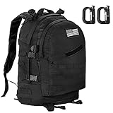 Aurosports Military Tactical Backpack 3 Day Assault Pack Molle Waterproof With Velcro Patch for Hiking Camping Trekking Hunting Travel, Black,40L/55L