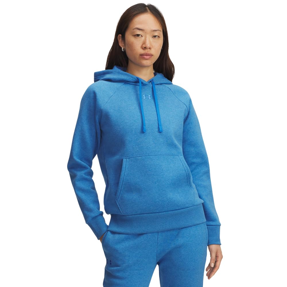 Under Armour, womens, Rival Fleece Hoodie, Blue Atlantis Light Heather/Blue Atlantis, X-Small Image