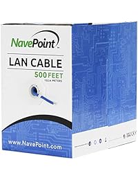 NavePoint Cat6 (CCA), 500ft, cable Ethernet a granel sólido, 550 MHz, 23AWG 4 pares, par trenzado sin blindaje (UTP)