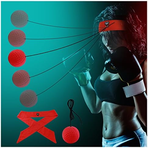 OLISS Boxing Reflex Fight Ball with Headband for Hand Eye Coordination Training, Elastic & Soft, Boxing Speed Ball Training to Improve Reactions & Speed, Balance Capacity & Boxing Fight Skill