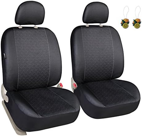 Leader Accessories Classic Low Back Cloth Two Car Front Seat Covers Solid Black Color - Fit Most Car, Truck, Suv, or Van