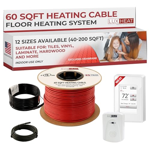 LuxHeat 60sqft Floor Heating Cable Kit - 240v In Floor Heating System for Tile