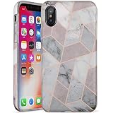 iPhone X Case,iPhone Xs Case,Geometric Grey Marble,LUMARKE Slim-Fit TPU Clear Bumper Flexible Rubber Silicone Rugged Thin Protective Phone Case Cover for iPhone X/iPhone Xs